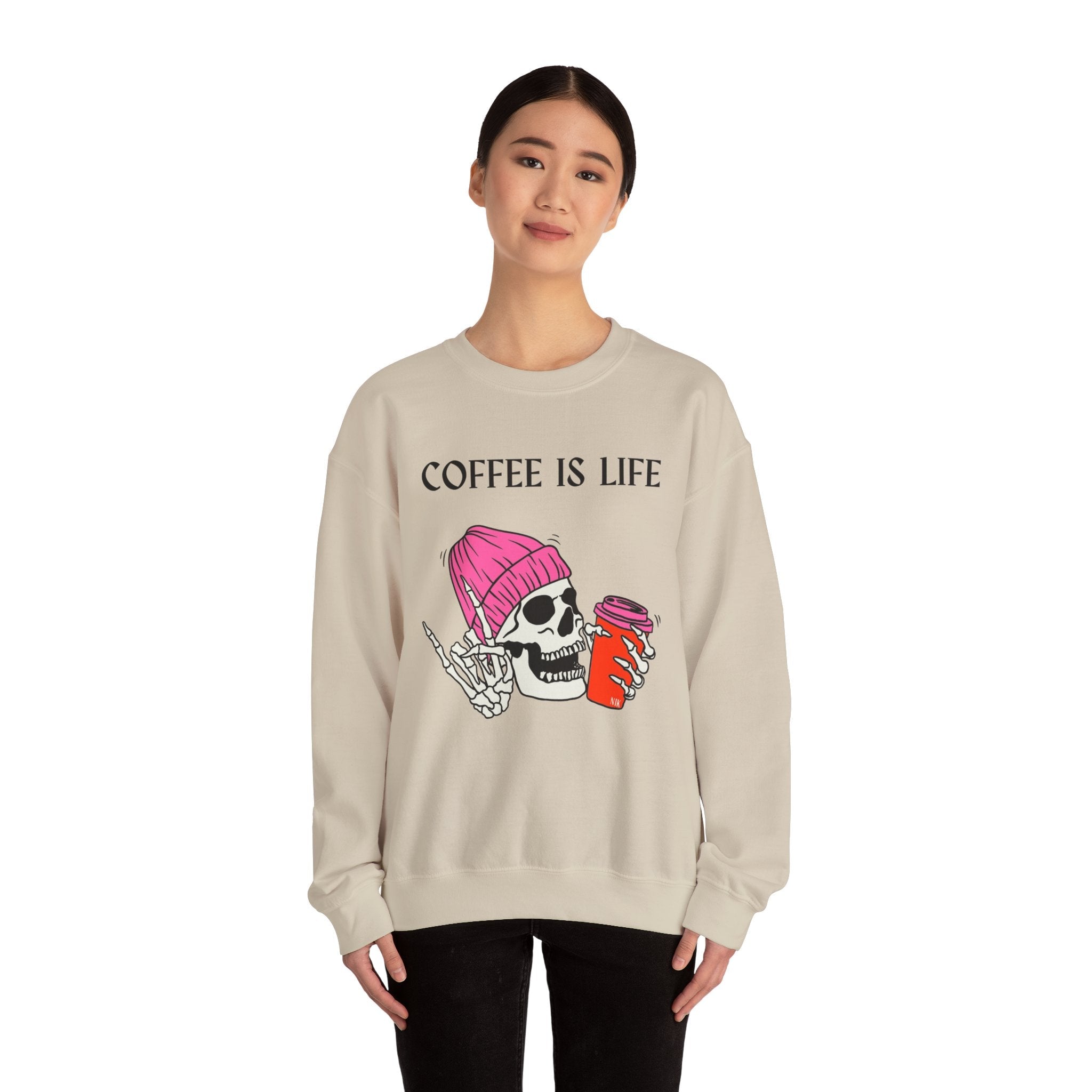 Skeleton Coffee Is Life Unisex Heavy Blend™ Crewneck Sweatshirt
